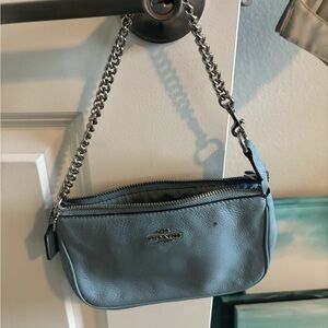 Coach blue leather shoulder bag
